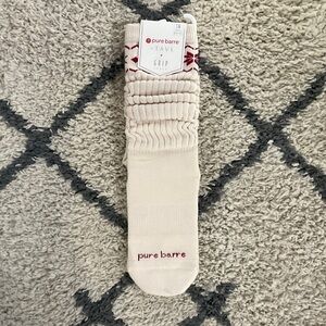 Pure Barre High Beige Grip Socks